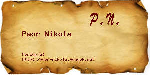 Paor Nikola névjegykártya